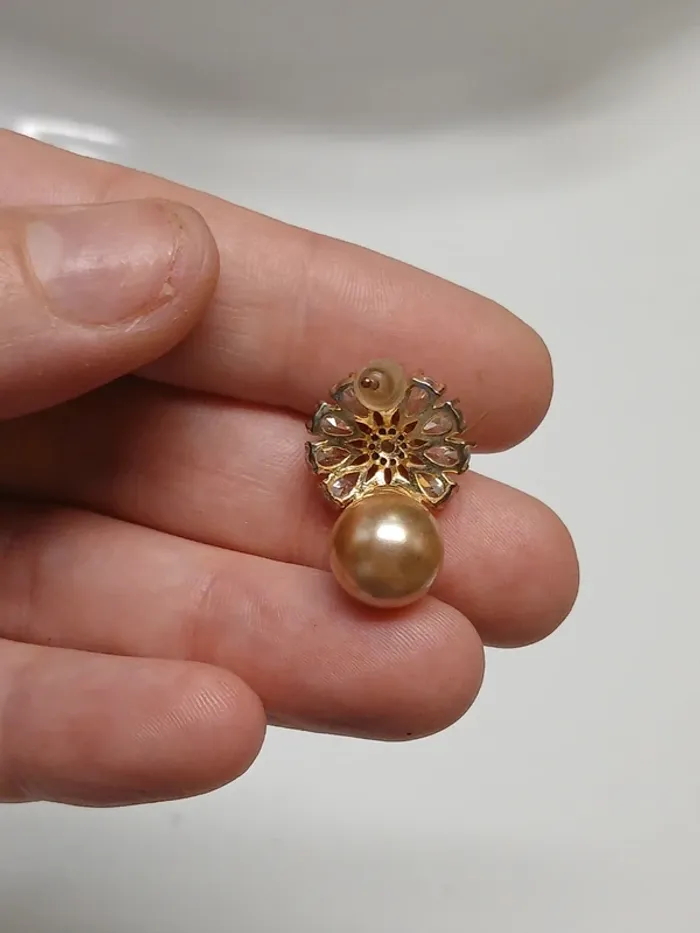 Boucle d oreille Perle et strass - photo numéro 4