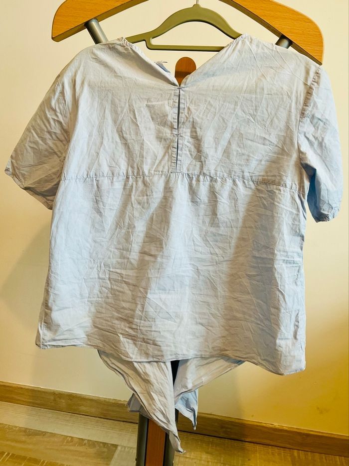 Top bleu clair Promod avec lien à nouer - Taille 34 - Très bon état - photo numéro 4