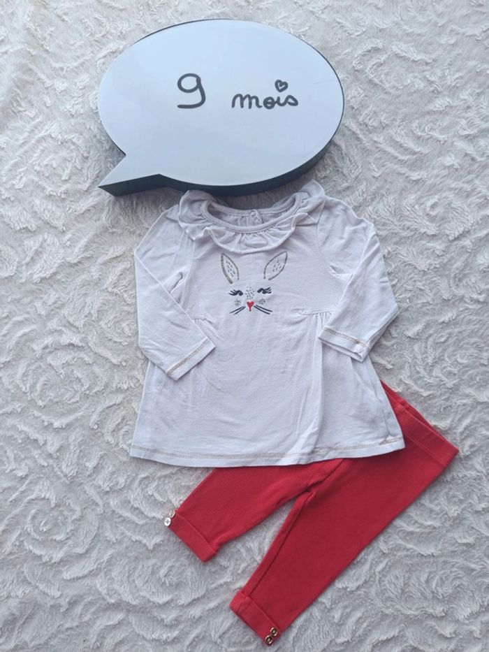 Ensemble (tunique manches longues+legging) Fille 9 moisi lapin Orchestra