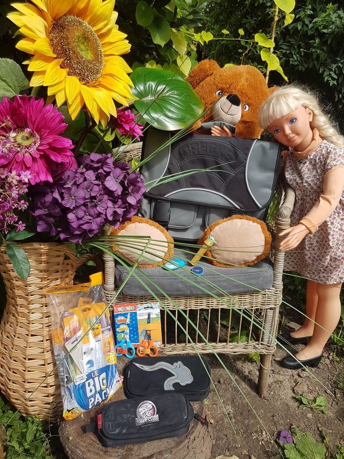 Cartable Creeks neuf + trousses Airness et tigre + Big Pack Bic + ciseaux + taille-crayon