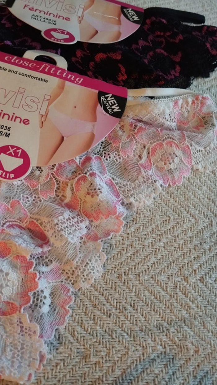 Lot de 3 culottes rose noire et blanche taille 34/36 femme - photo numéro 9
