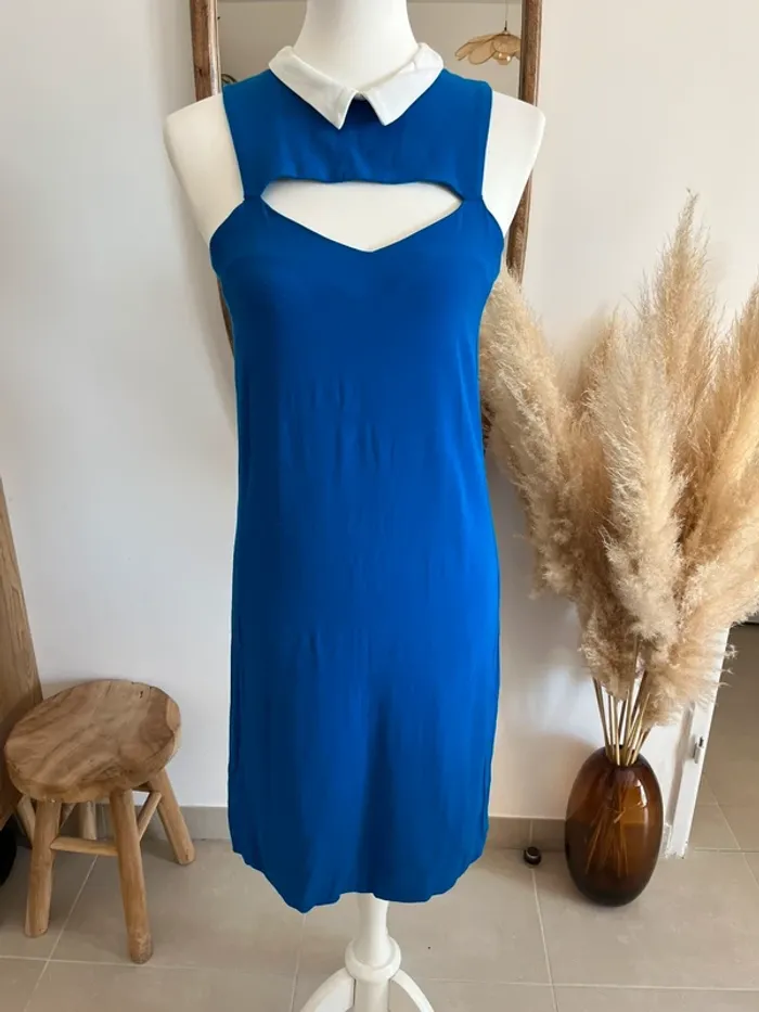Robe bleue col claudine Claudie Pierlot - photo numéro 3