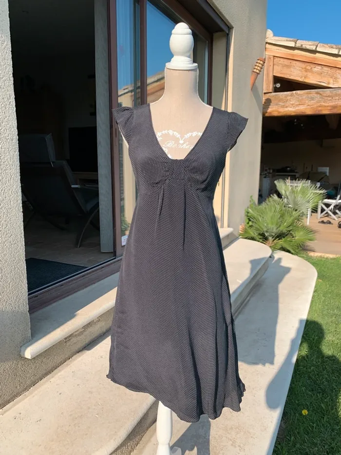 Robe en soie noire à pois Carroll taille 38 - photo numéro 11