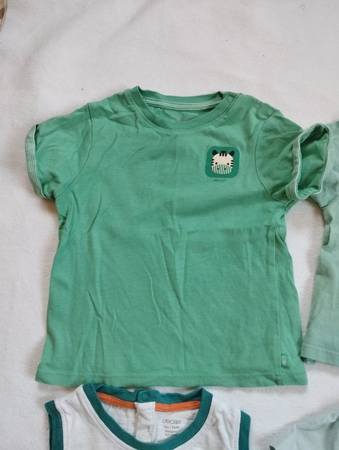 Lot t-shirts Obaïbi manches courtes garçon 12 mois - photo numéro 4