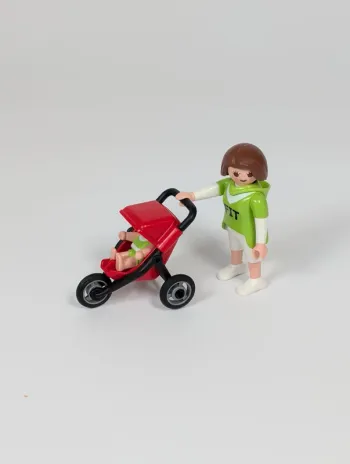 Playmobil Maman sportif avec poussette rouge