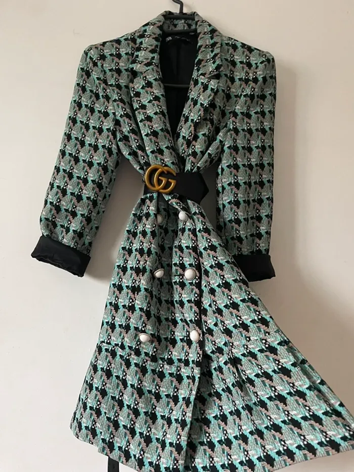 Robe veste blazer tailleur Zara imprimé tweed taille XS - photo numéro 8