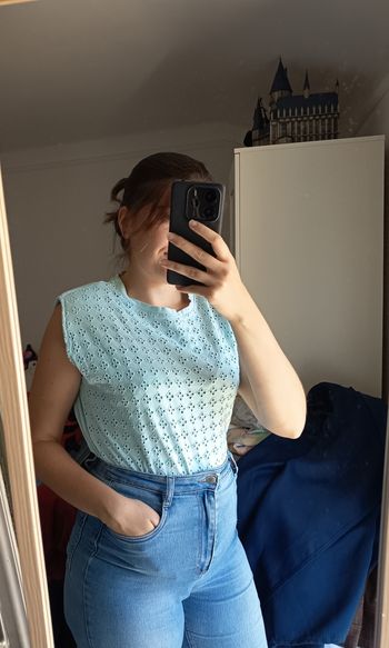 👕 T Shirt Bleu Clair sans Manches - Taille L (42-44) / Kiabi