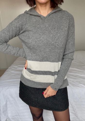 Pull en cachemire gris et blanc xs - tommy hilfiger