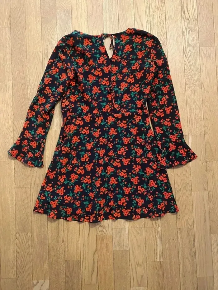 Robe 100% soie noire à motif fleuri From Future - photo numéro 6