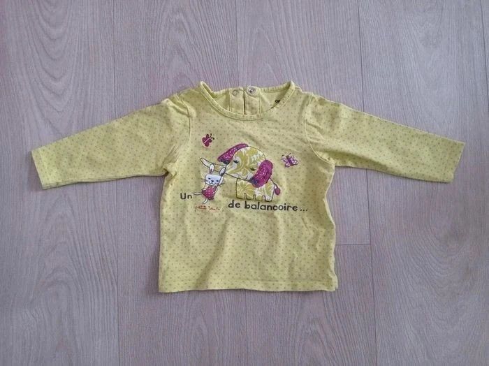 Tee shirt ML vert à pois éléphant Orchestra 18 mois