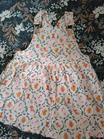 Robe velours salopette Sergent Major animaux oranges 86cm