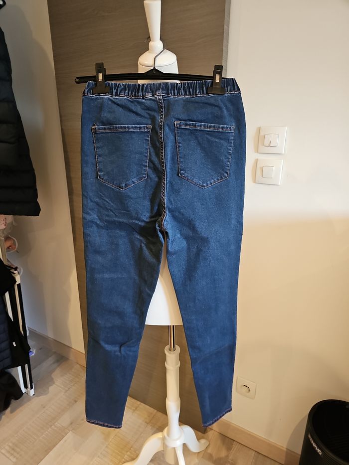 jean jegging bleu foncé taille 38 neuf taille élastique - photo numéro 2