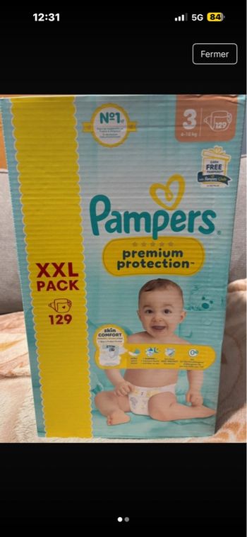 Pampers premium protection taille 3 XXL pack 129 couches neuf