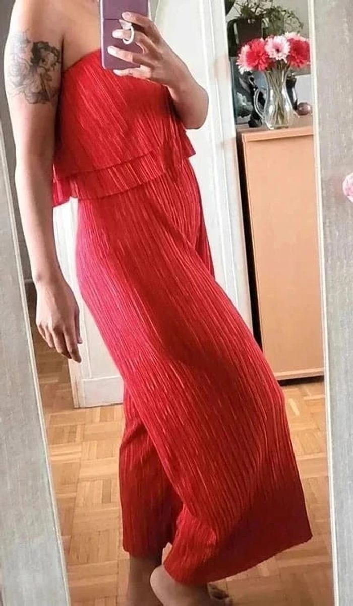 Combinaison mi longue plissée bustier Bershka - photo numéro 2