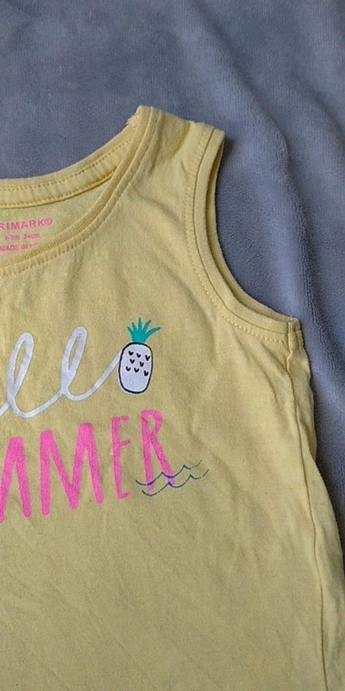 Tee shirt sans manche Fille 6/9 mois "Hello summer" ananas Primark 100% coton - photo numéro 5