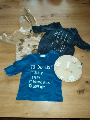 Lots 3 T-shirt manche longue garçon taille 1 mois
