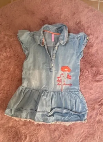 Robe simili jean manches courtes