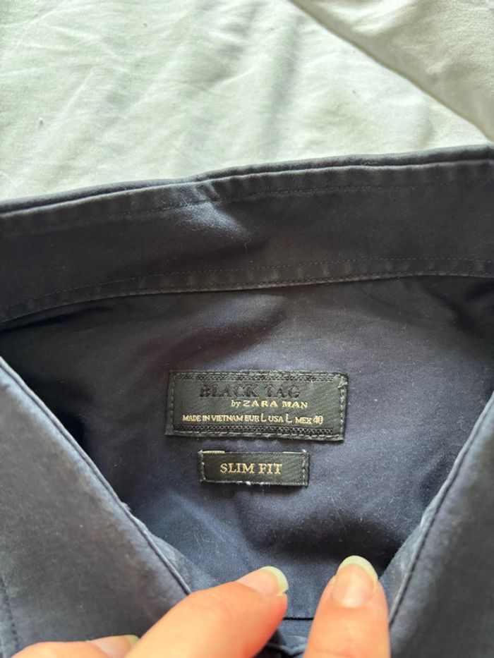 Chemise bleu marine homme black tag by Zara man slim fit ajustée début 2000 y2k taille M - photo numéro 2