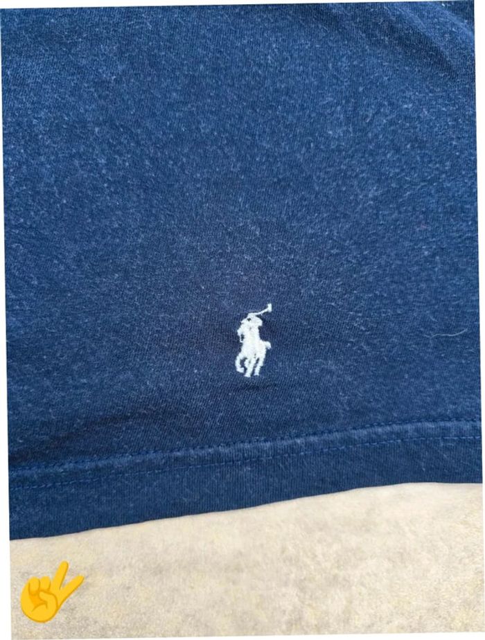 T-shirt Ralph Lauren XL coupe col rond bleu Homme Men tee12b - photo numéro 2
