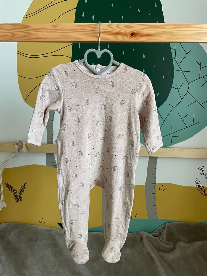 Pyjama velours marron motif hérisson