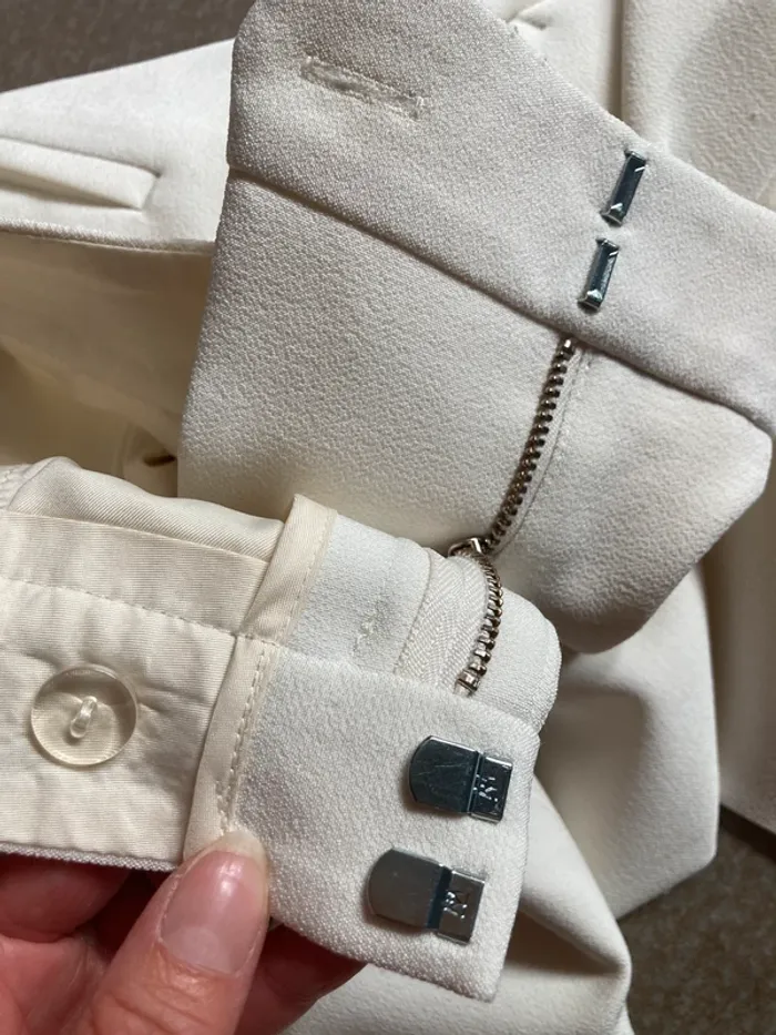 The kooples pantalon pinces costume taille haute crème FPAN24026 ecru01 taille 36 évasé - photo numéro 8