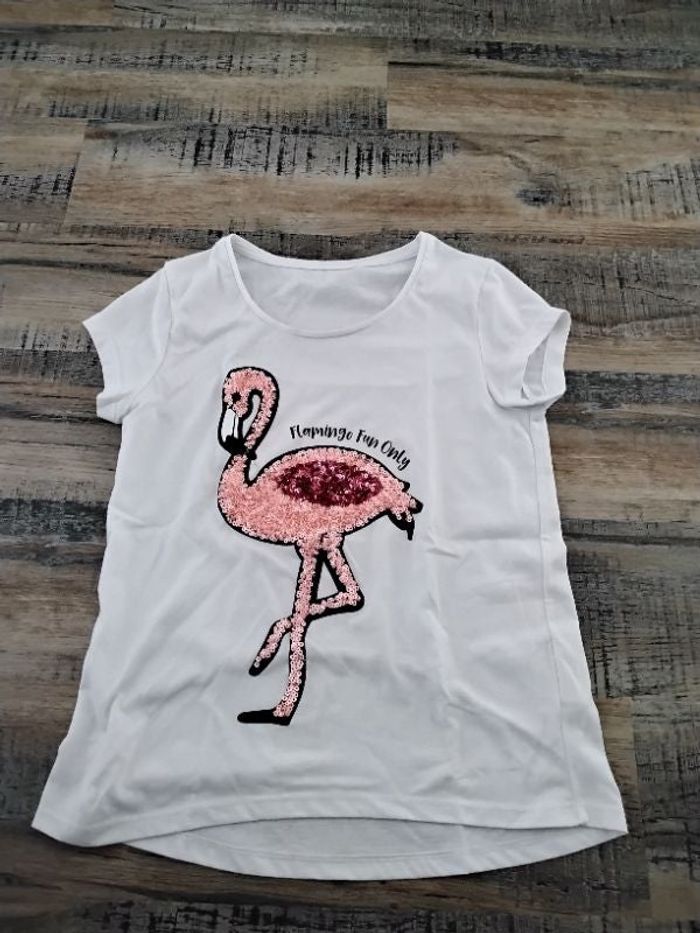 T-shirt blanc flamand rose