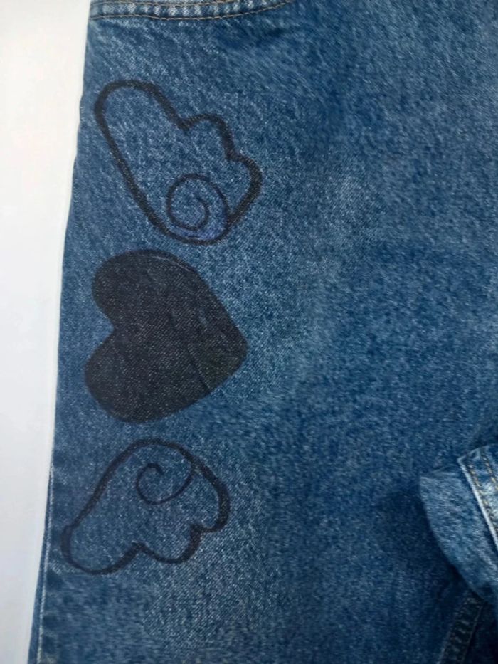 Jeans taille haute Lee vintage imprimé playboy bleu foncé en coton - photo numéro 4