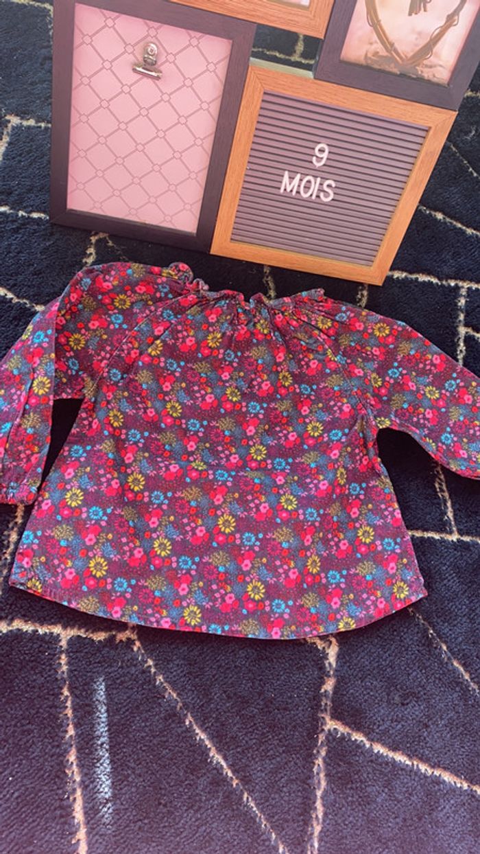Blouse velours fleurie 9 mois - photo numéro 3