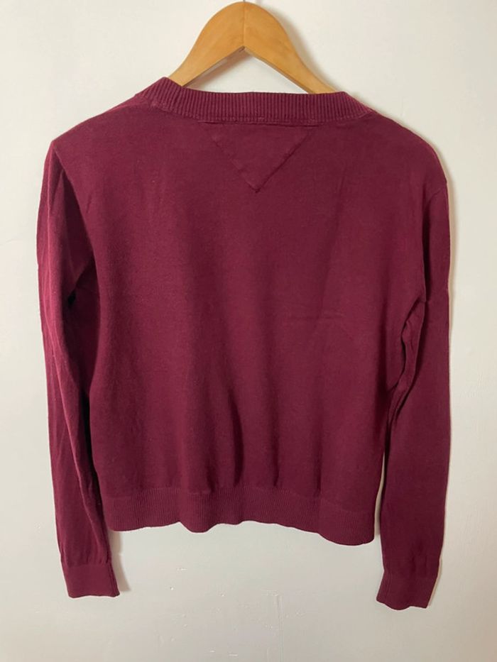 Pull femme Tommy Hilfiger – Taille S – Bordeaux col V - photo numéro 4