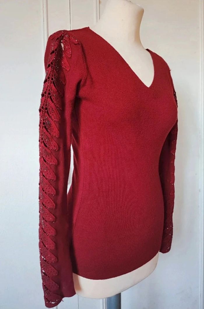 pull de fête rouge avec diam's taille unique xs s m marque BX MC lorene - photo numéro 3