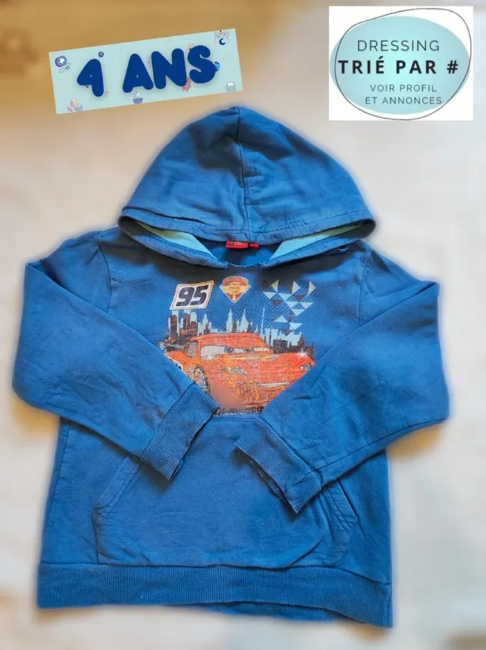 Sweat à capuche cars 4 ans