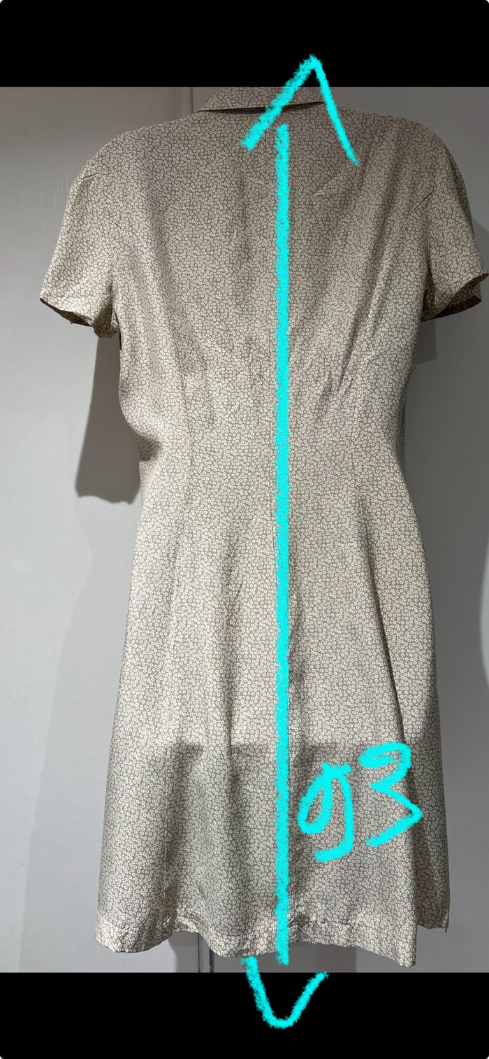Robe vintage Ventilo, taille 40, 42 beige, marron, Liberty, orange pâquerette - photo numéro 10