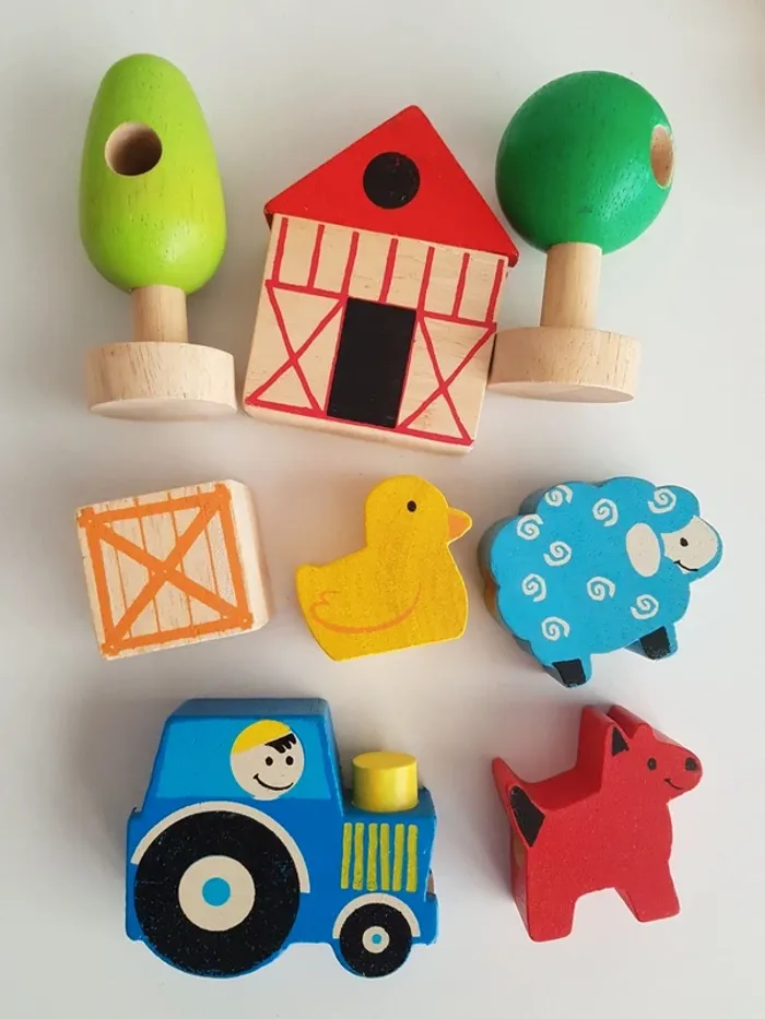 Perles jumbo en bois formes, couleurs et ferme - photo numéro 11
