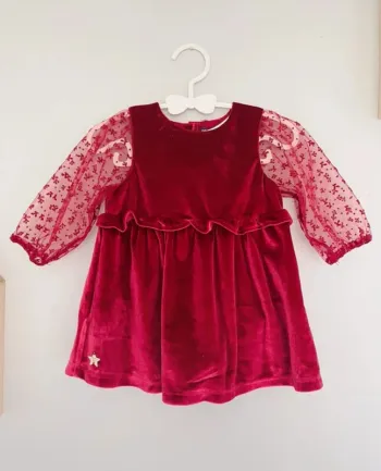 Robe en velours bordeaux et manches en tulles 6 mois - Sergent Major