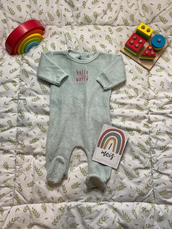 pyjama grenouillère en velours turquoise 1 mois