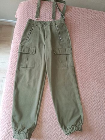 Pantalon femme 36 vert chinois baggy à bretelles neuf jamais porté Jennyfer