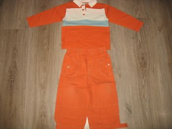  ENSEMBLE 2 PIÈCES BÉBÉ GARÇON : PANTALON + POLO ORANGE "OBAIBI" - 18 MOIS - n°02