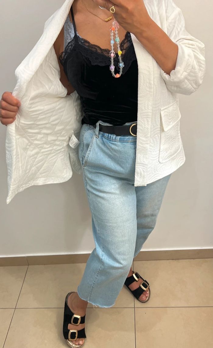 Veste blanche à motifs jacquard - photo numéro 5
