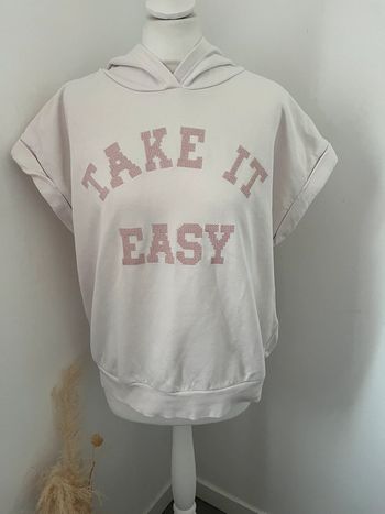 Sweat à capuche camaïeu rose pale XL comme neuf