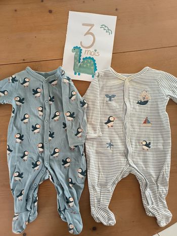 Lot de 2 pyjamas une pièce bébé garçon 3 mois C&A