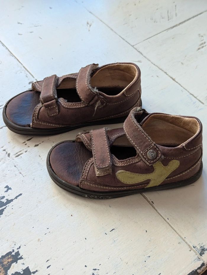 Sandales ouvertes en cuir marron Kickers – Taille 24 - photo numéro 6