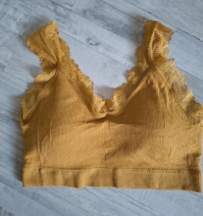 Set brassière beige et moutarde - photo numéro 2