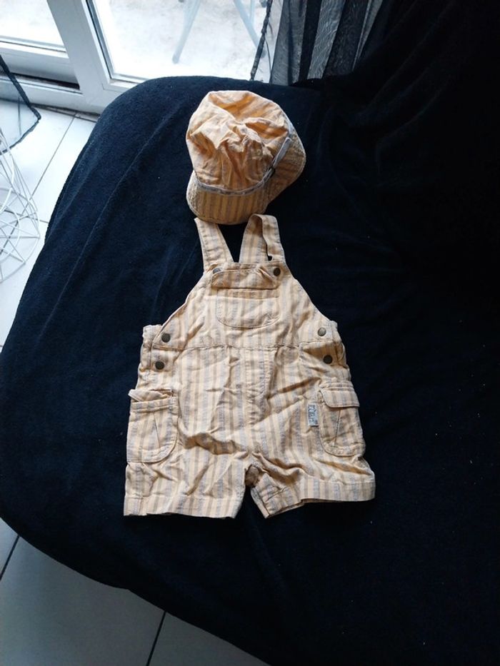 Ensemble  salopette + bob kitchoun 71 cm