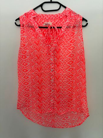 Blouse manches courtes orange fluo
