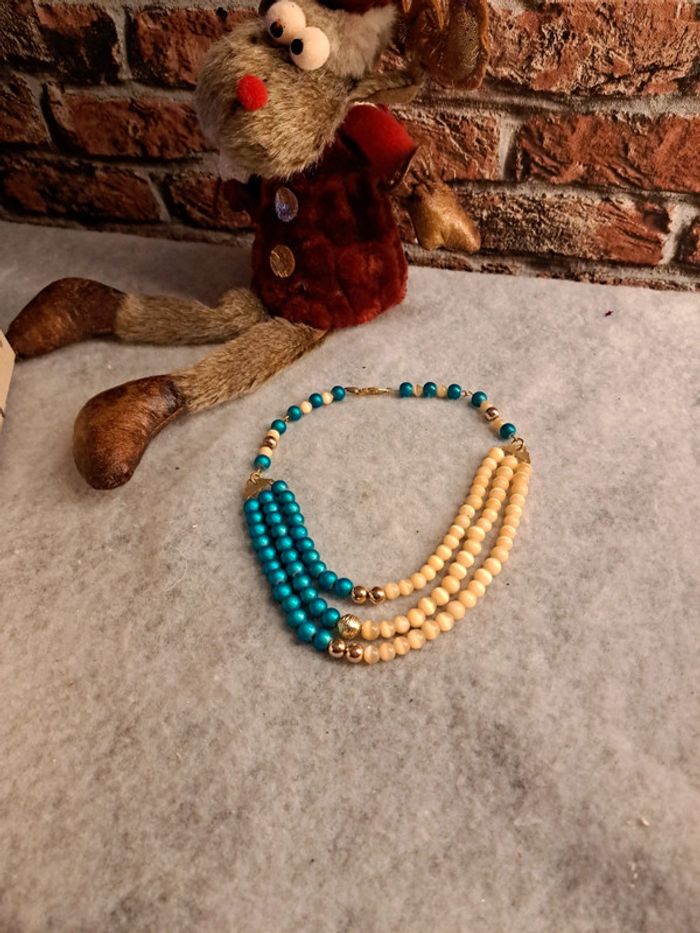 Collier ras de cou bleu abricot - photo numéro 9