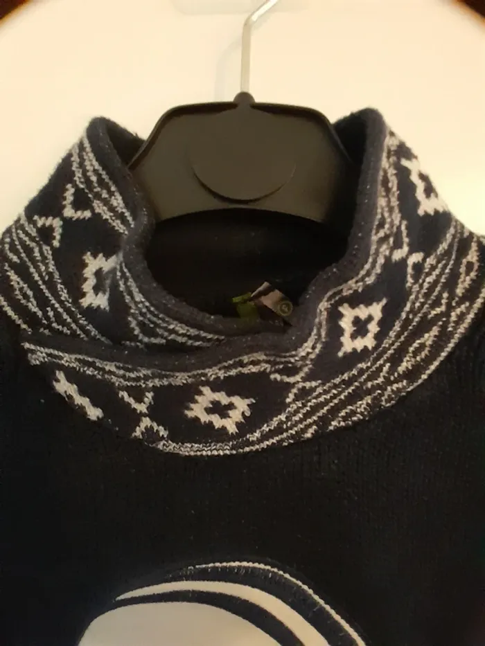 Pull enfant, col montant, bleu marine, taille 5 ans - photo numéro 2