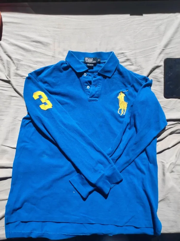 Polo Ralph Lauren bleu a manche longue - photo numéro 4