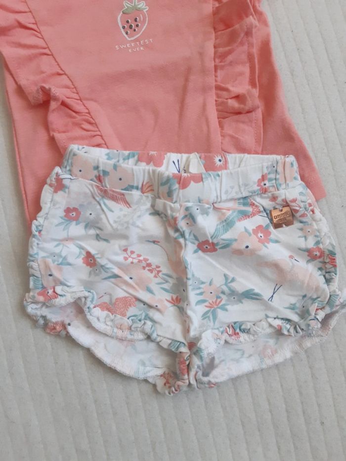 Tenue haut rose et short 3 mois - photo numéro 2