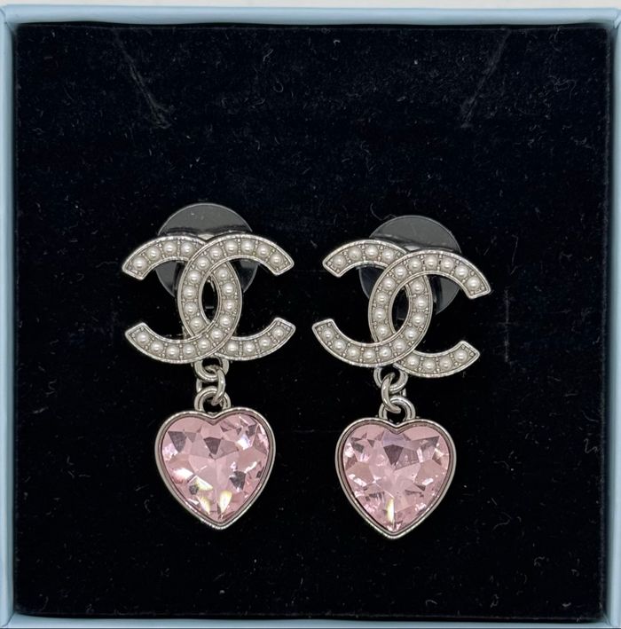Boucles d’oreilles pendantes argenté zircon rose - photo numéro 10