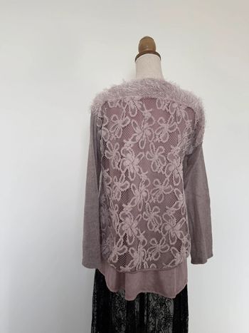 Pull rose maille sweater maglione suéter trui Sweat-shirt haut sweat t-shirt manches folder crochet